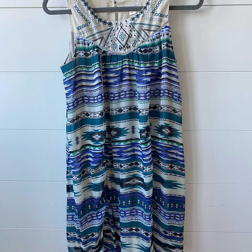 Xhilaration Teal and White Dress